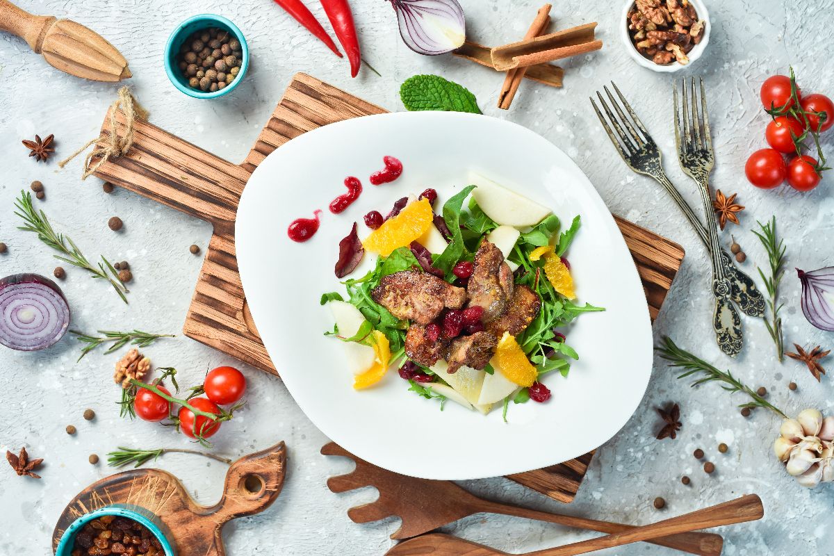 Grilled goose liver, paprika with tomato dressing - Eisberg